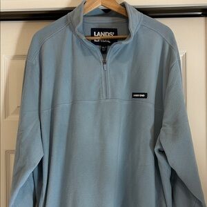 Lands' End Men's Light Blue Anyweather Fleece Quarter-Zip Pullover 2XL/T